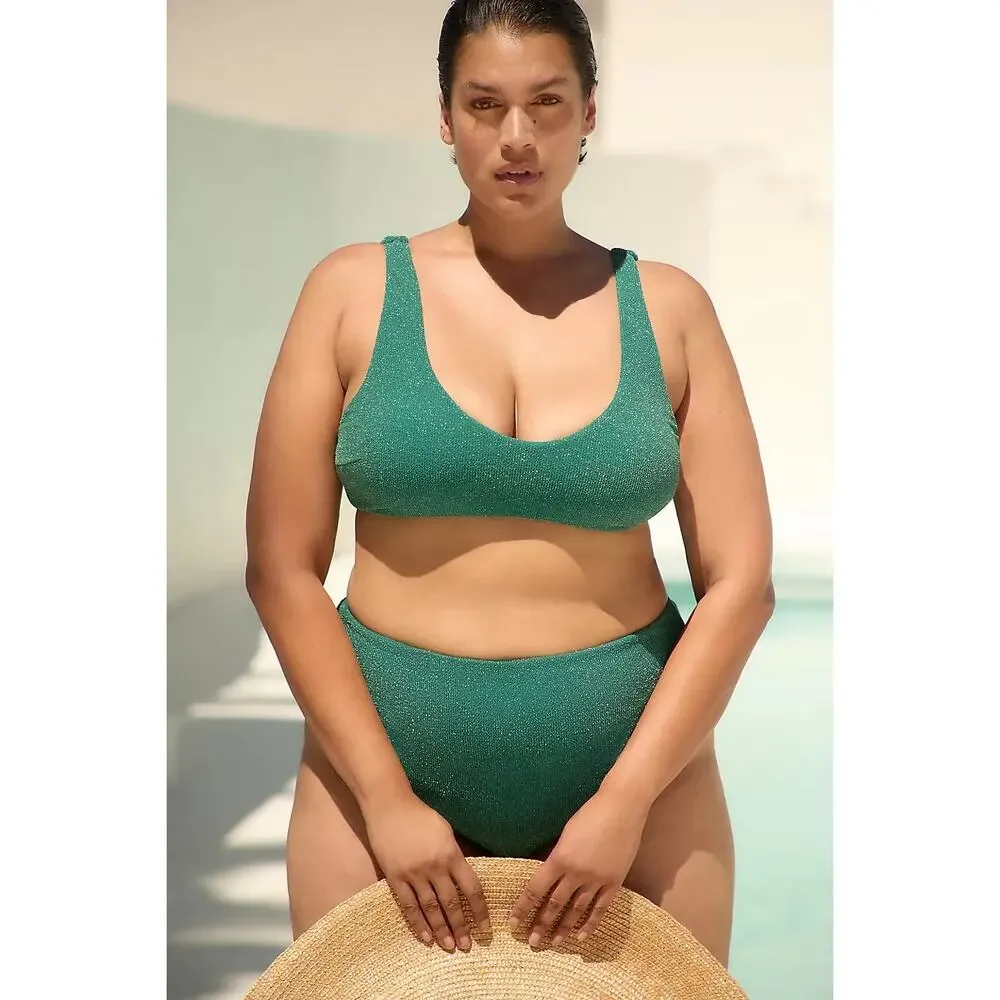 Andie Swim Delrey Bikini Top in Turquoise S NWT